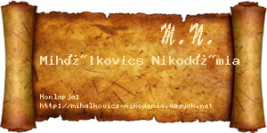 Mihálkovics Nikodémia névjegykártya